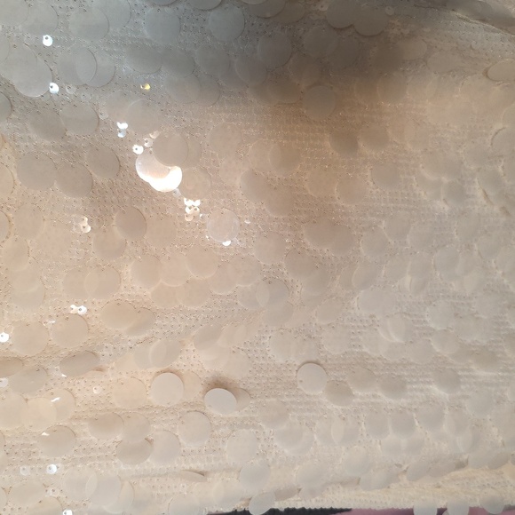 Kenneth Cole New York Oyster Sequin Mini Dress Size M Ivory Cream Disco Party - Picture 17 of 17